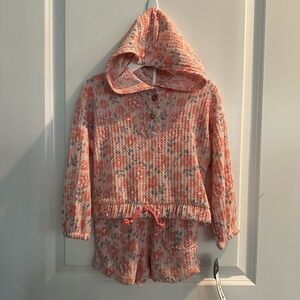 NWT Nicole Miller Sport Girl Toddler Floral Hoodie & Shorts Size 24M